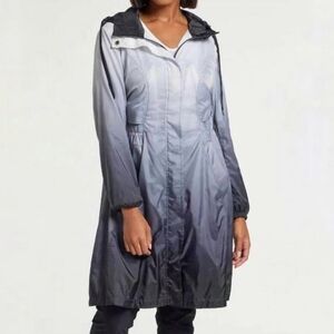 ANATOMIE sedona long nylon windbreaker jacket black grey ombre Womens Size Large